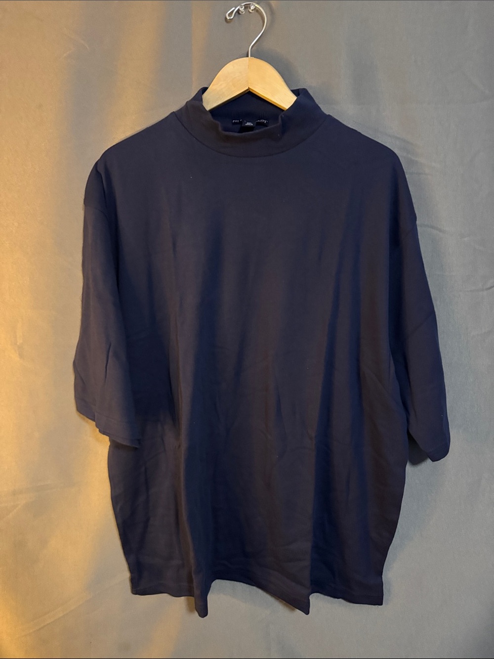 Port Authority Navy Short-Sleeve Mock Neck Tee